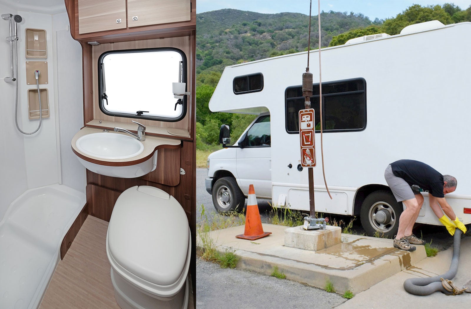 Portable RV/camper toilet and holding tank setup in Caldwell, Idaho