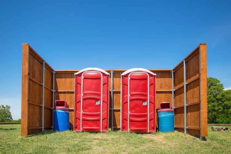 Short-term porta potty units staged for delivery in Caldwell, Idaho